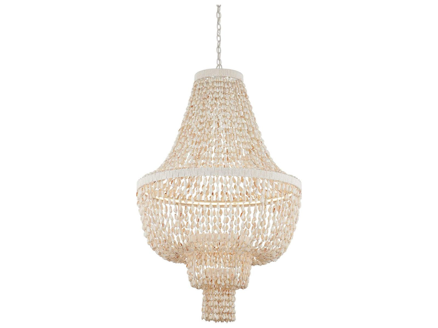 Currey & Company Currey and Company Cybele 2-Light Chandelier in Natural Pearlized White Shell and Twine