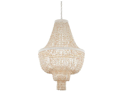 Currey & Company Currey and Company Cybele 2-Light Chandelier in Natural Pearlized White Shell and Twine