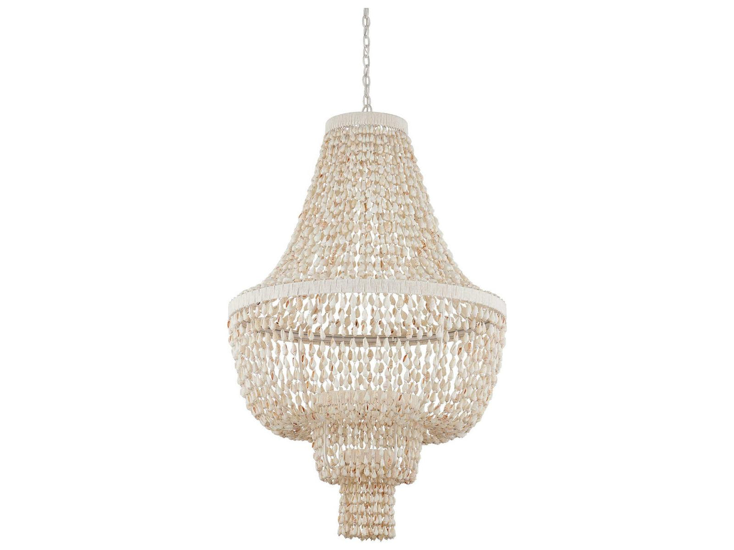 Currey & Company Currey and Company Cybele 2-Light Chandelier in Natural Pearlized White Shell and Twine