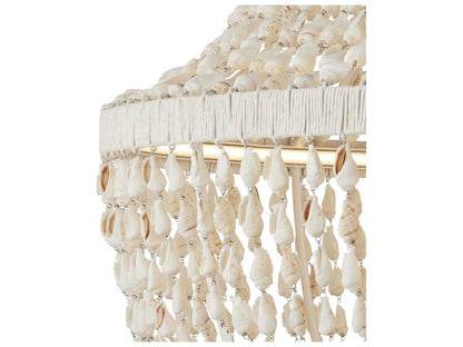 Currey & Company Currey and Company Cybele 2-Light Chandelier in Natural Pearlized White Shell and Twine