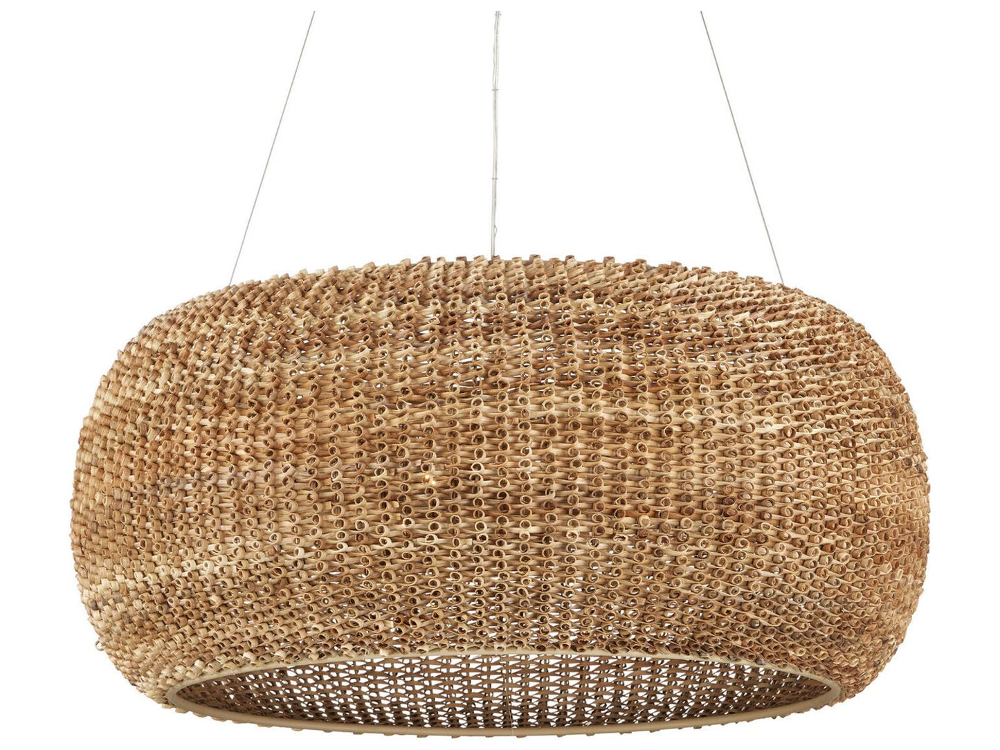 Currey & Company Currey and Company 6-Light Boucle Rattan Chandelier in Natural Beige