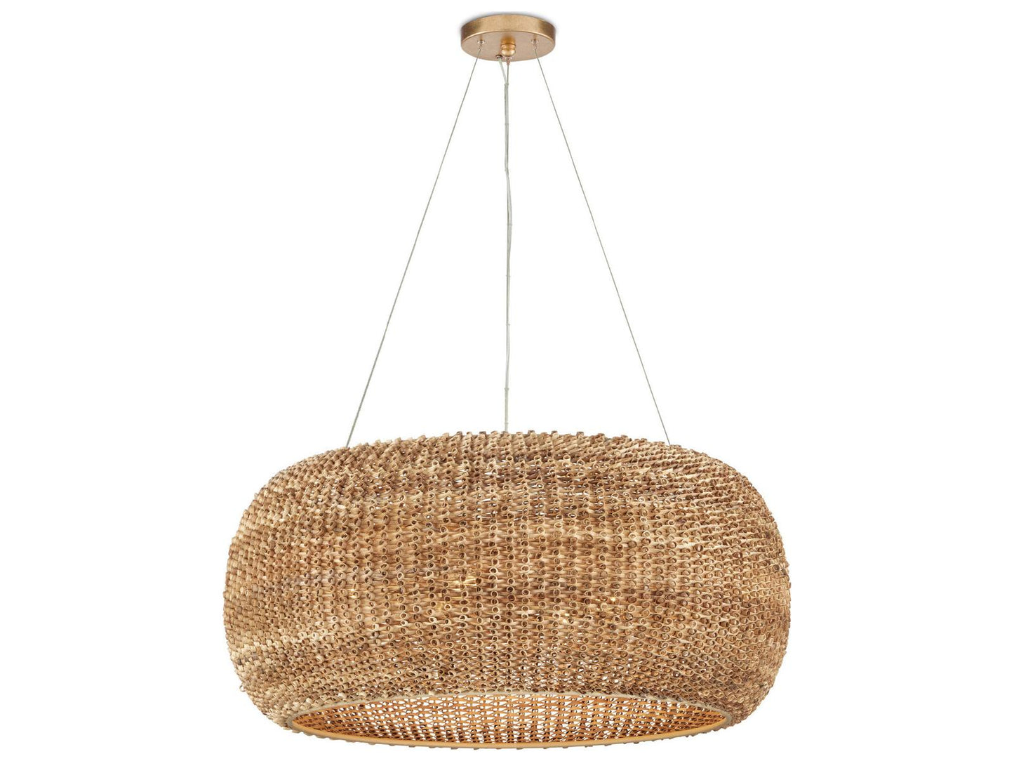 Currey & Company Currey and Company 6-Light Boucle Rattan Chandelier in Natural Beige