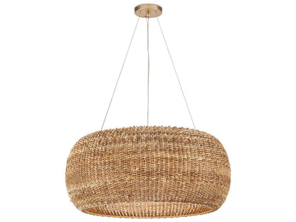 Currey & Company Currey and Company 6-Light Boucle Rattan Chandelier in Natural Beige