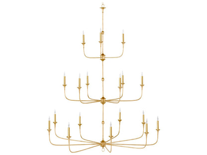 Currey & Company Currey and Company Nottaway Grande 18-Light Chandelier in Contemporary Gold Leaf