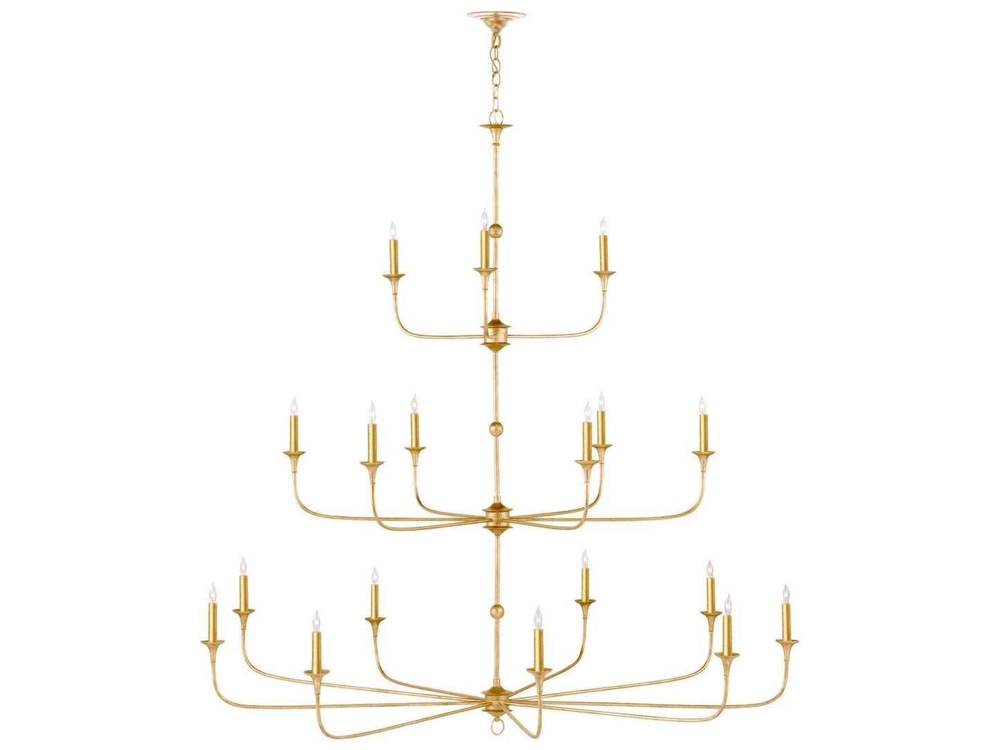 Currey & Company Currey and Company Nottaway Grande 18-Light Chandelier in Contemporary Gold Leaf