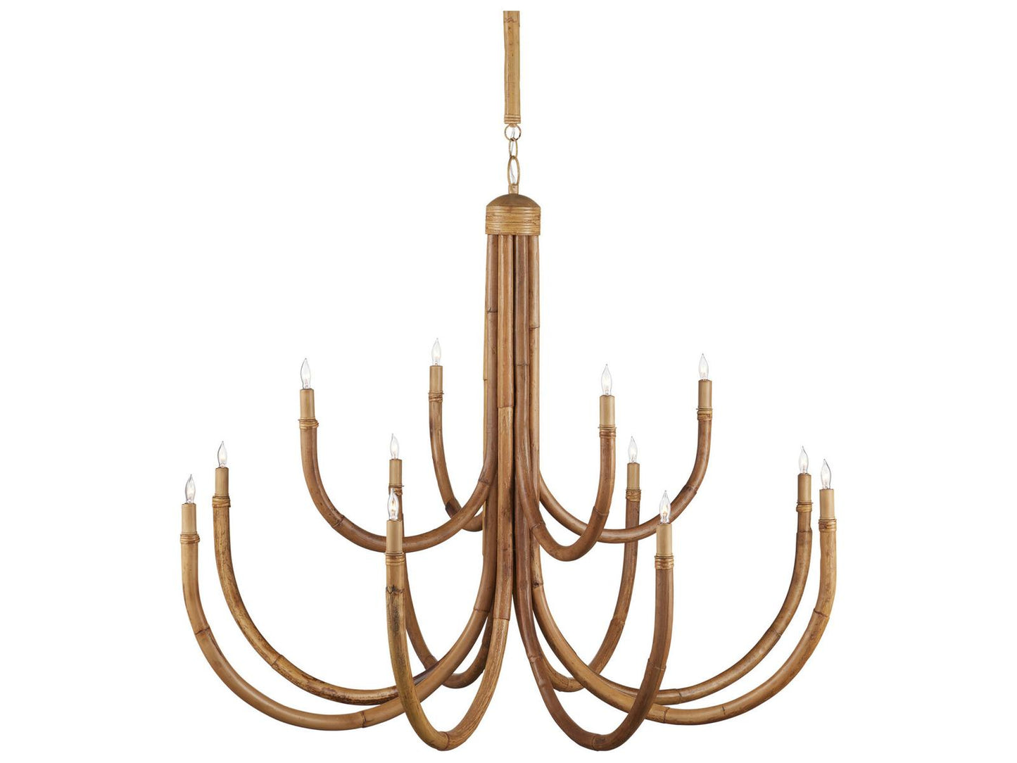 Currey & Company Currey and Company 12-Light Samsara Chandelier in Natural and Saddle Tan