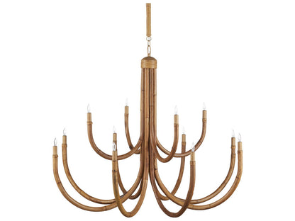 Currey & Company Currey and Company 12-Light Samsara Chandelier in Natural and Saddle Tan