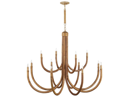 Currey & Company Currey and Company 12-Light Samsara Chandelier in Natural and Saddle Tan