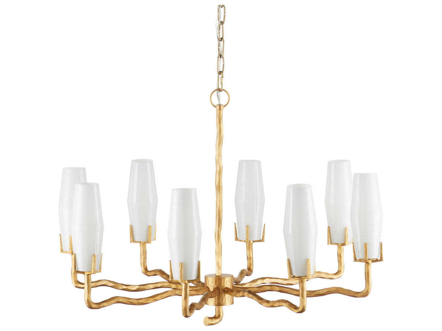 Currey & Company Currey and Company 8-Light Mathilda Chandelier in White and Matte Gold