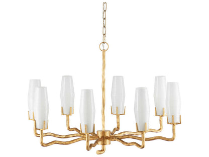Currey & Company Currey and Company 8-Light Mathilda Chandelier in White and Matte Gold