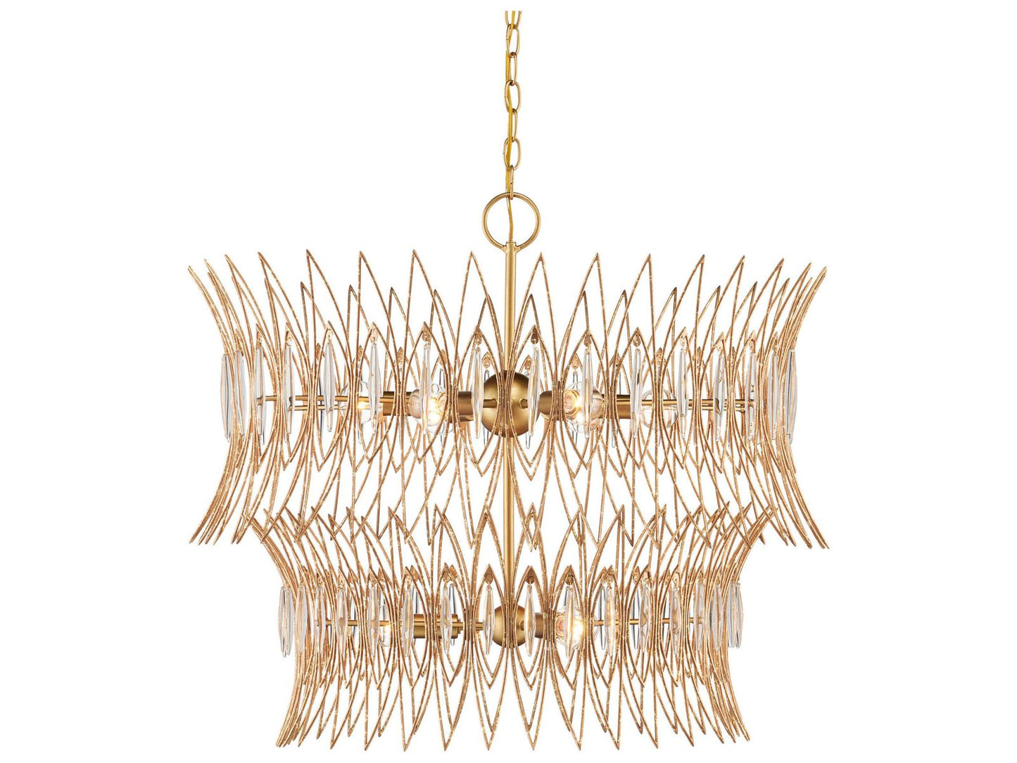 Currey & Company Currey and Company 9-Light Marquise Chandelier in Clear Luxor Gold