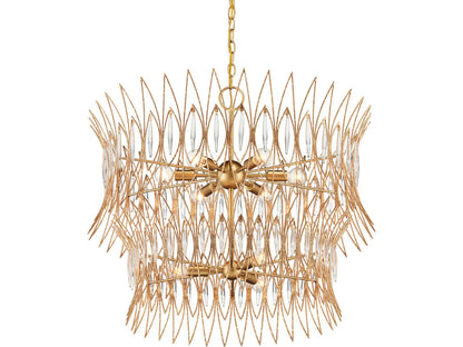 Currey & Company Currey and Company 9-Light Marquise Chandelier in Clear Luxor Gold