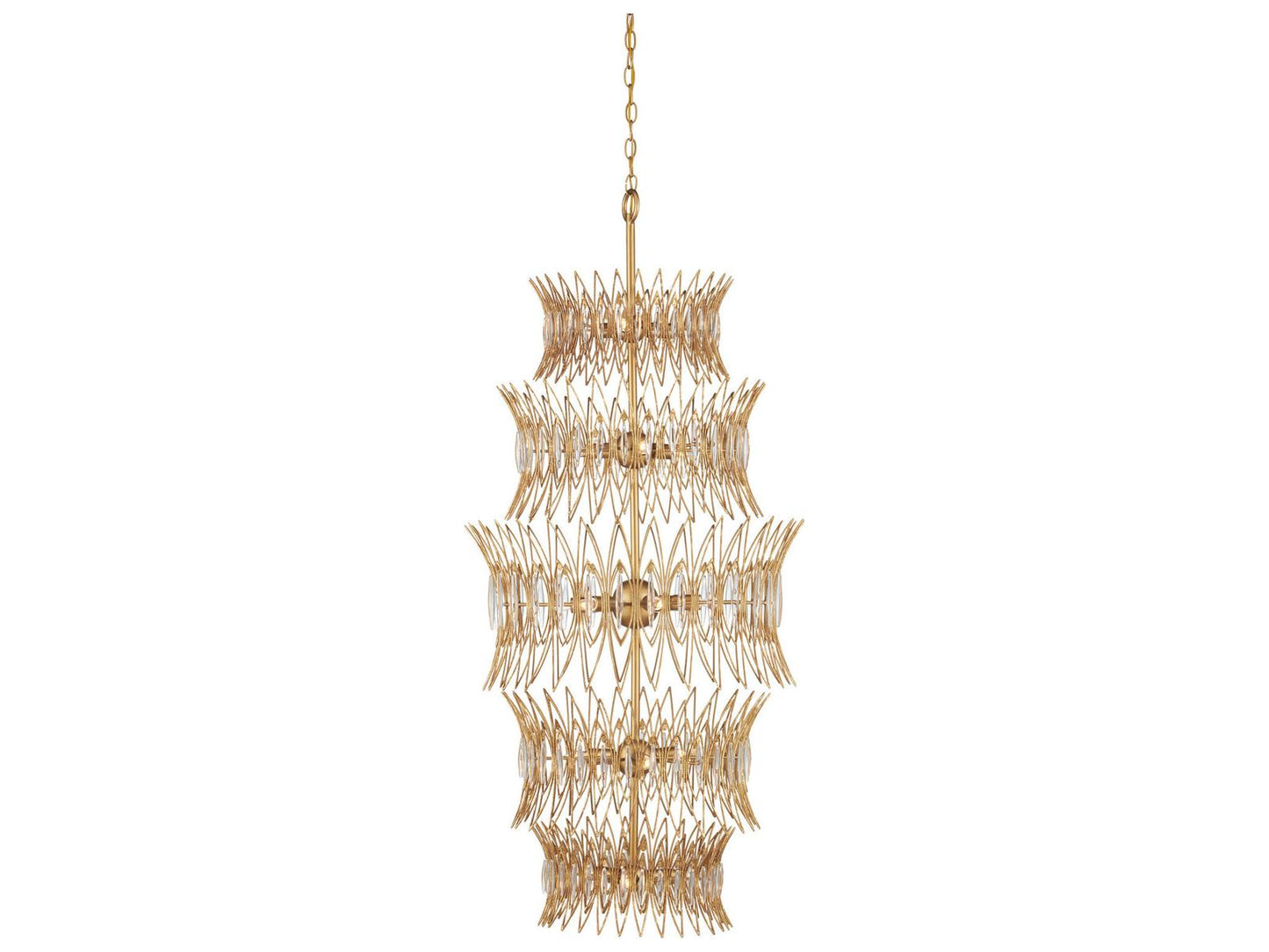Currey & Company Currey and Company 18-Light Marquise Chandelier in Clear and Luxor Gold