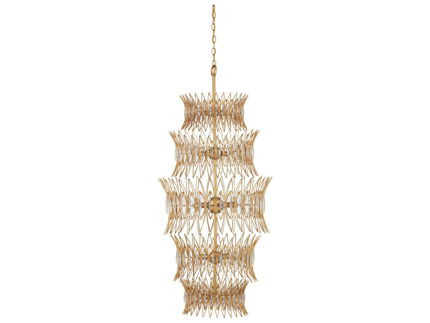 Currey & Company Currey and Company 18-Light Marquise Chandelier in Clear and Luxor Gold