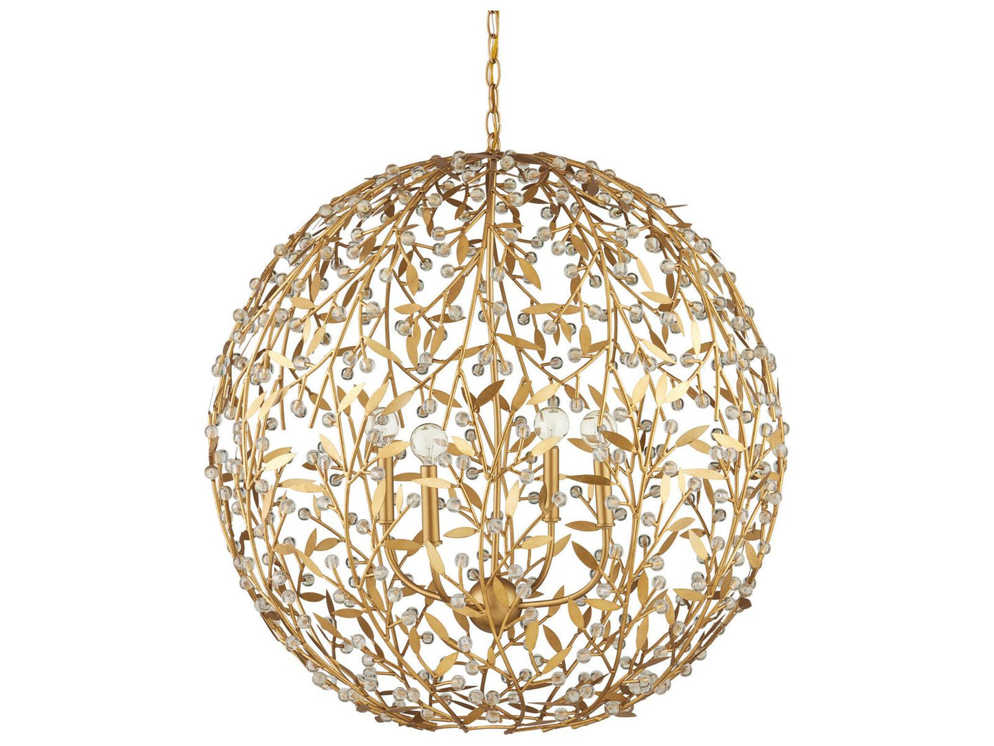 Currey & Company Currey and Company 4-Light Secret Garden Orb Chandelier in Contemporary Gold Leaf
