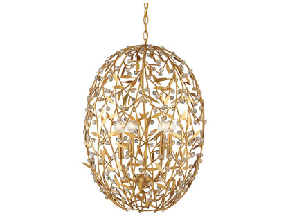Currey & Company Currey and Company 4-Light Secret Garden Crystal Chandelier in Contemporary Gold Leaf