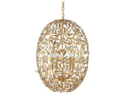 Currey & Company Currey and Company 4-Light Secret Garden Crystal Chandelier in Contemporary Gold Leaf