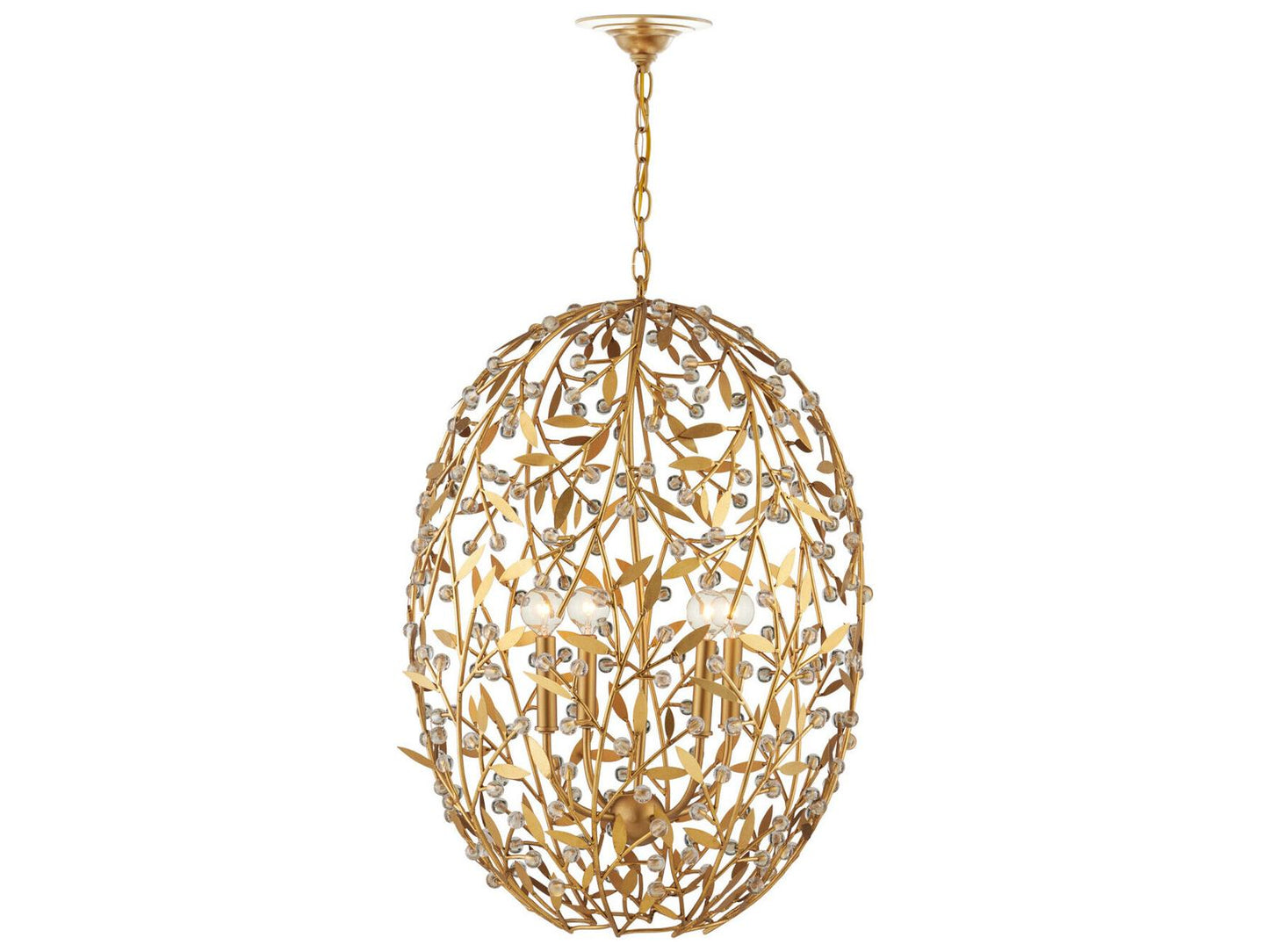 Currey & Company Currey and Company 4-Light Secret Garden Crystal Chandelier in Contemporary Gold Leaf