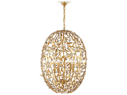 Currey & Company Currey and Company 4-Light Secret Garden Crystal Chandelier in Contemporary Gold Leaf