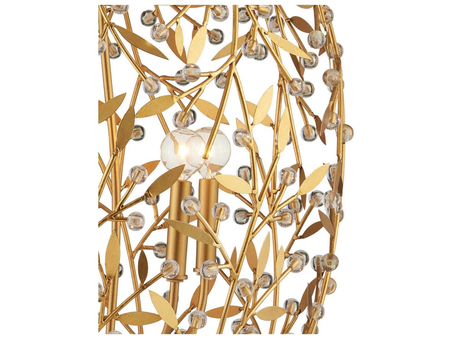 Currey & Company Currey and Company 4-Light Secret Garden Crystal Chandelier in Contemporary Gold Leaf