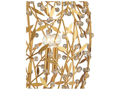 Currey & Company Currey and Company 4-Light Secret Garden Crystal Chandelier in Contemporary Gold Leaf