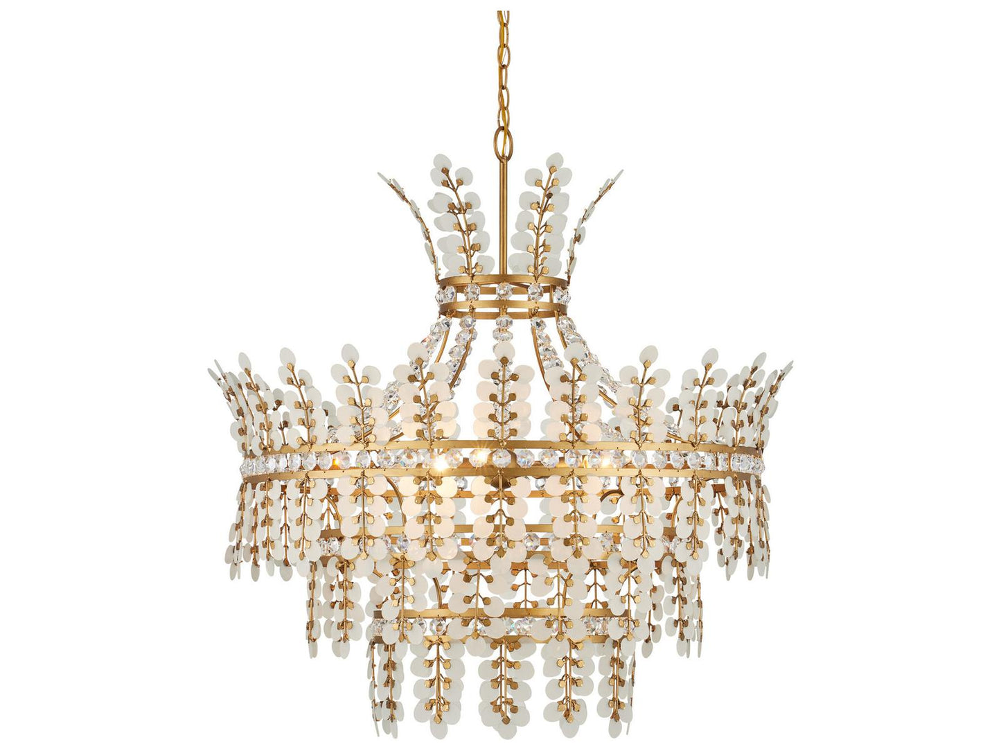 Currey & Company Currey and Company 4-Light Bradshaw Crystal Chandelier in Frosted Clear Brass