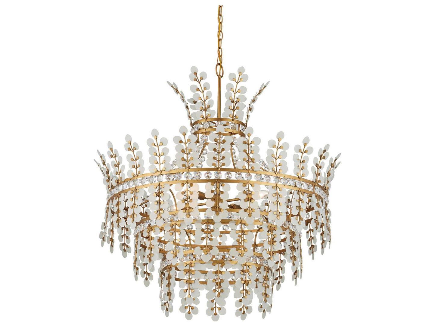Currey & Company Currey and Company 4-Light Bradshaw Crystal Chandelier in Frosted Clear Brass