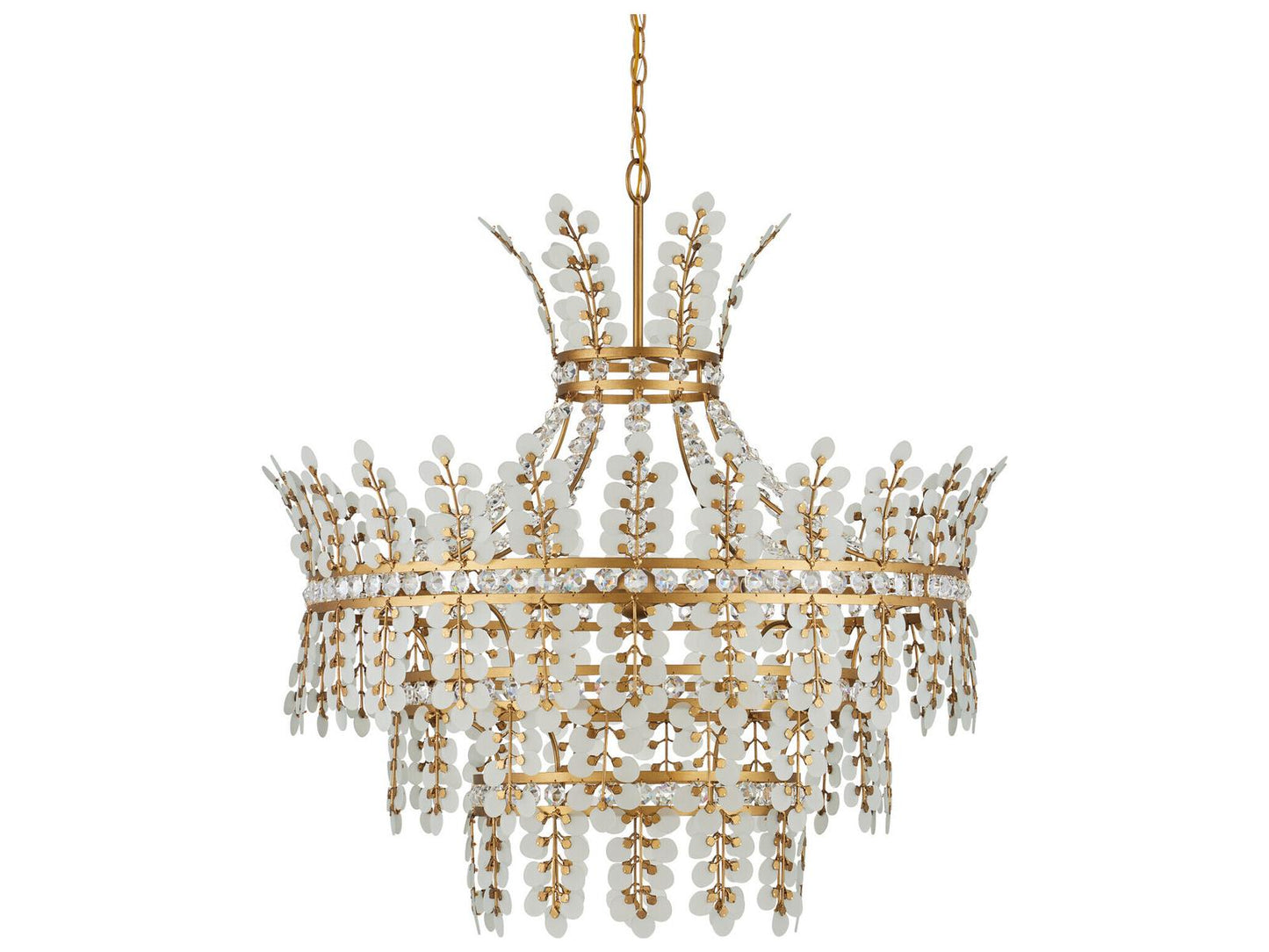 Currey & Company Currey and Company 4-Light Bradshaw Crystal Chandelier in Frosted Clear Brass