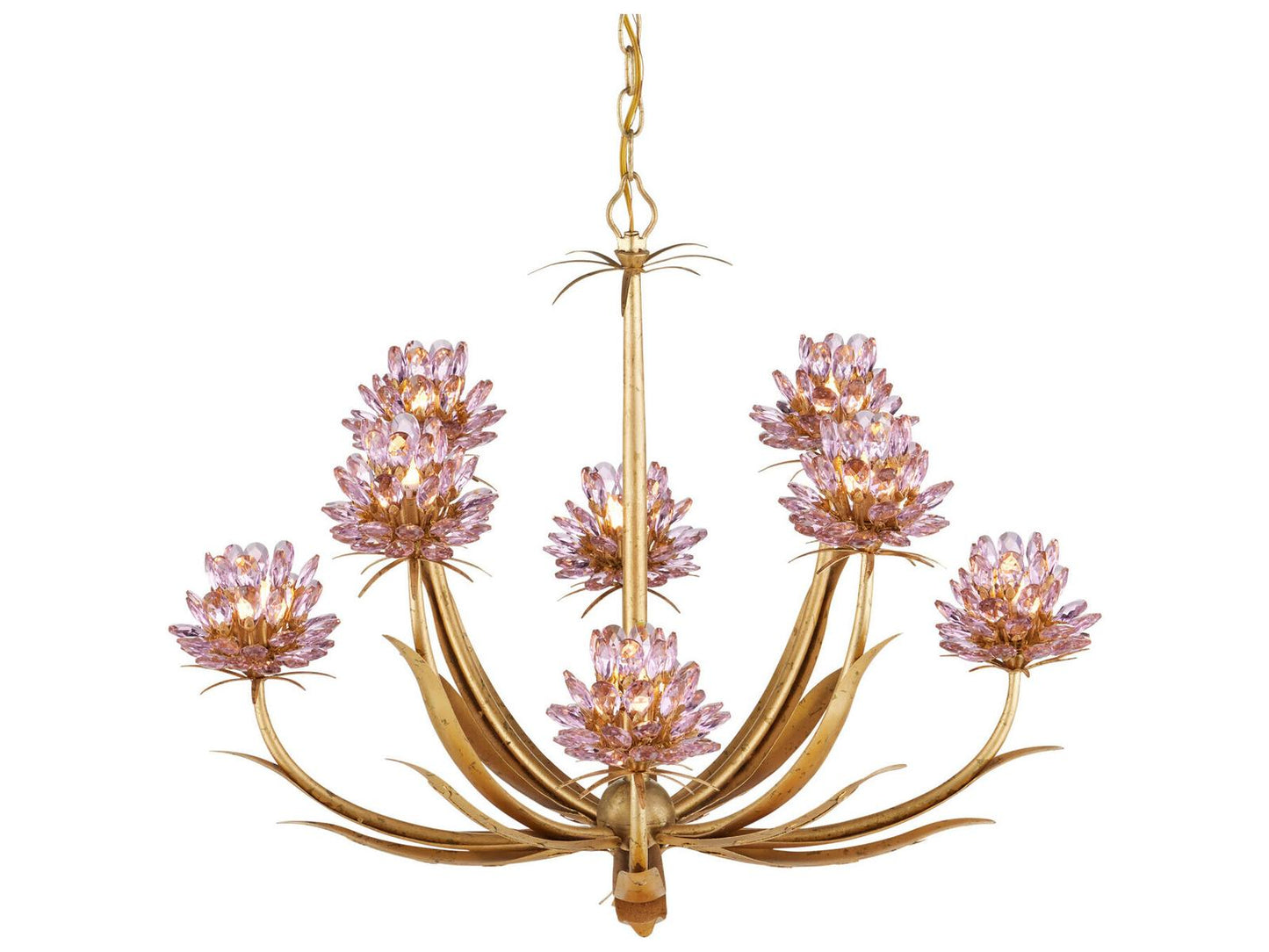 Currey & Company Currey and Company 8-Light Marilee LED Chandelier in Pink Dutch Gold Leaf