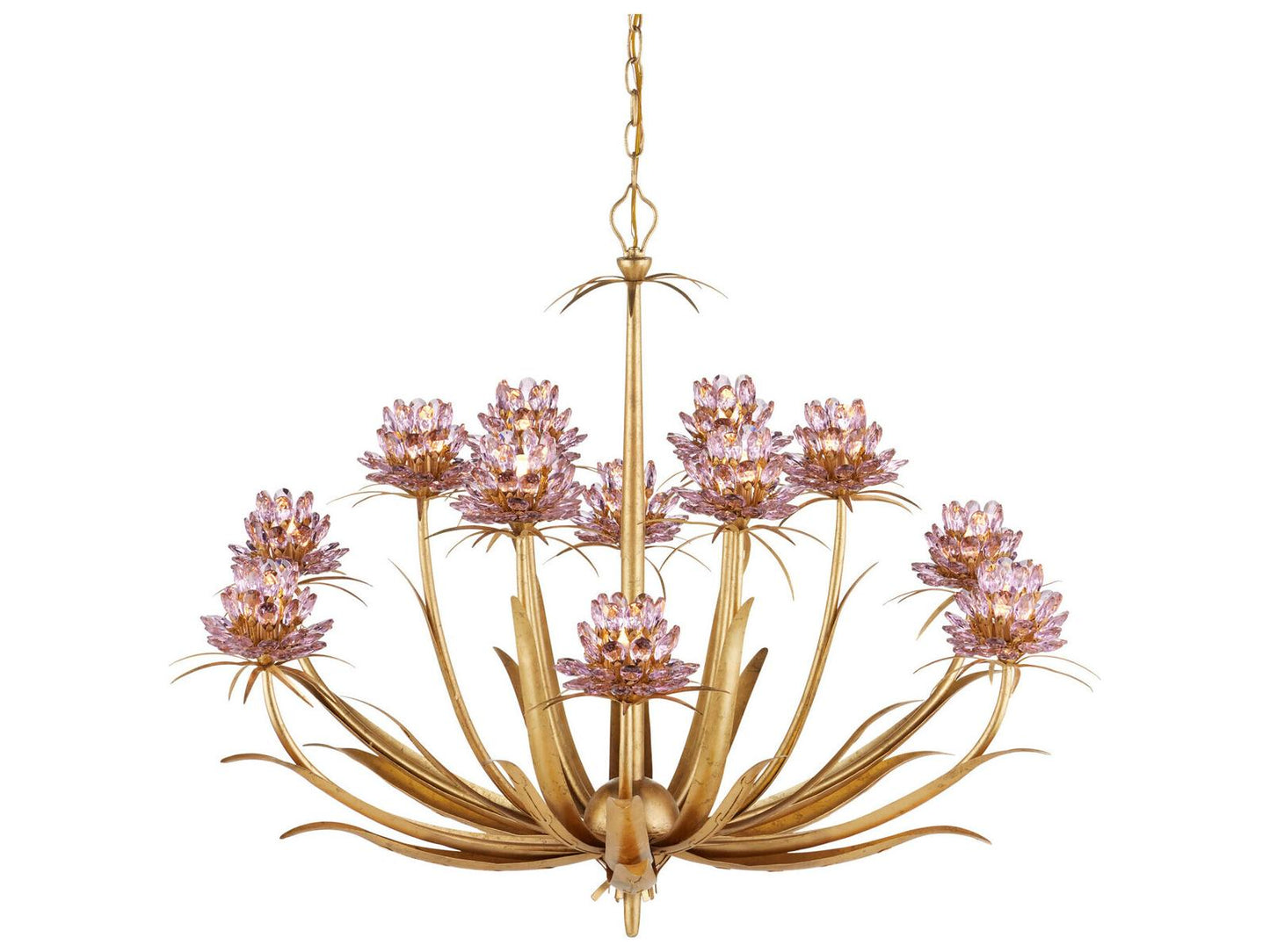 Currey & Company Currey and Company 12-Light Marilee LED Chandelier in Pink Dutch Gold Leaf