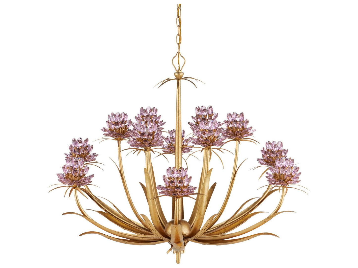 Currey & Company Currey and Company 12-Light Marilee LED Chandelier in Pink Dutch Gold Leaf