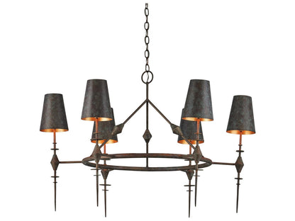 Currey & Company Currey and Company 6-Light Anselm Chandelier in Verde Bronze and Contemporary Gold