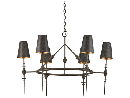 Currey & Company Currey and Company 6-Light Anselm Chandelier in Verde Bronze and Contemporary Gold