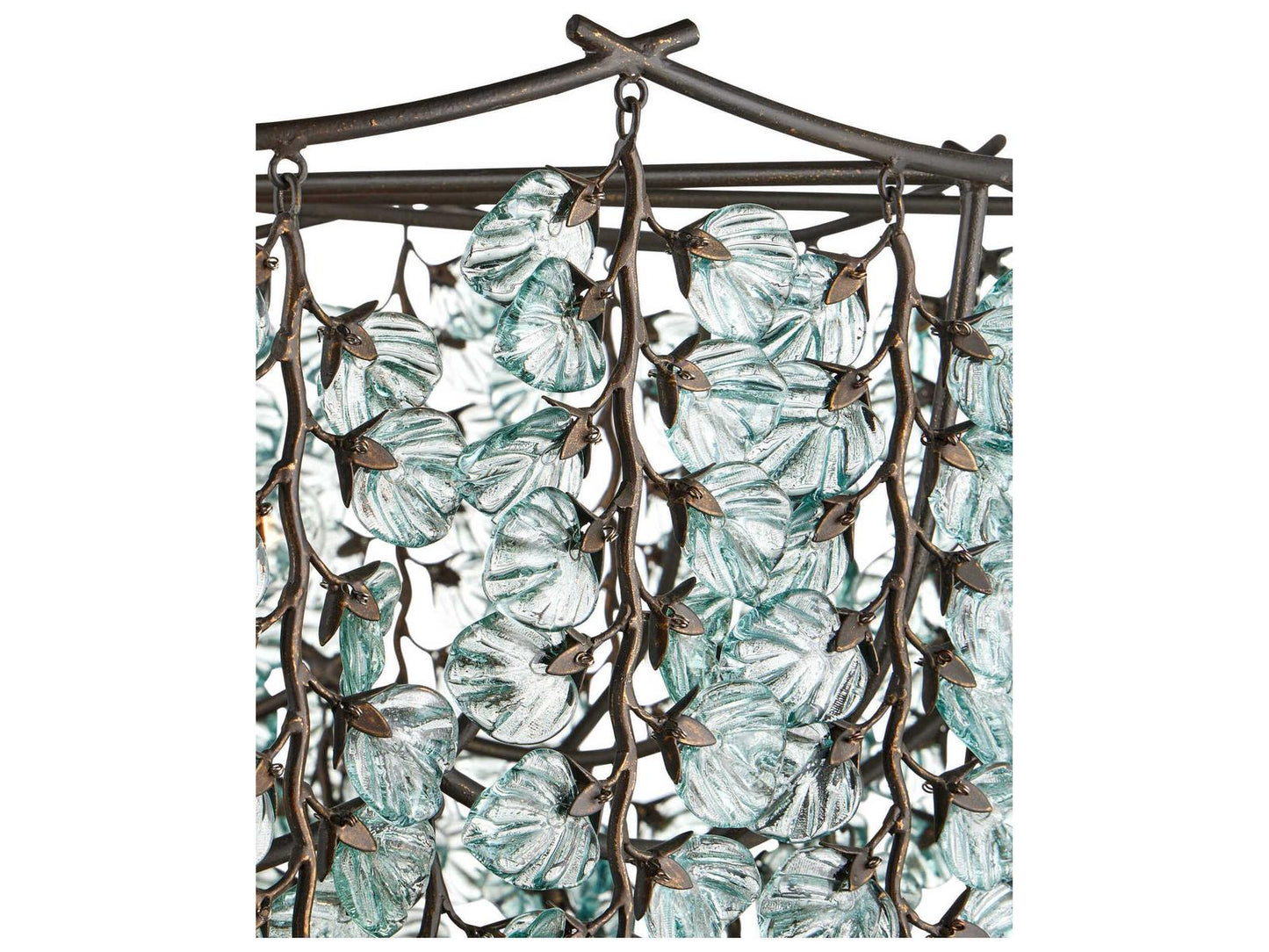 Currey & Company Currey and Company 6-Light Herbary Chandelier in Bronze with Recycled Glass Leaves