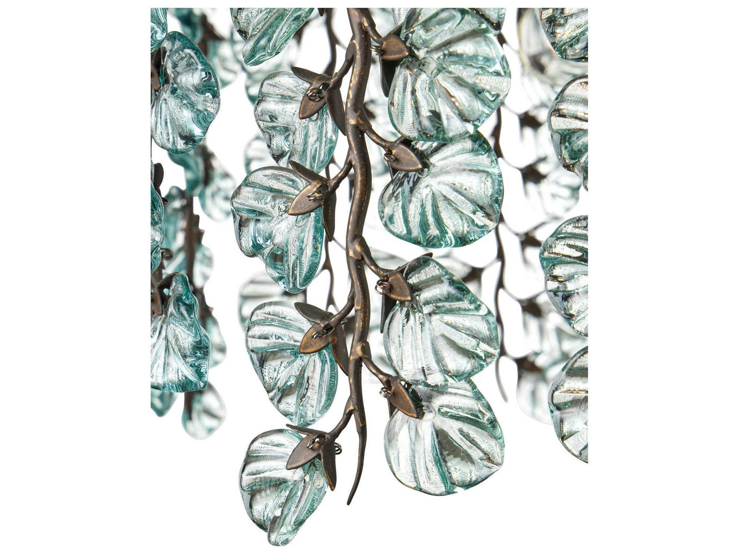 Currey & Company Currey and Company 6-Light Herbary Chandelier in Bronze with Recycled Glass Leaves
