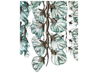 Currey & Company Currey and Company 6-Light Herbary Chandelier in Bronze with Recycled Glass Leaves