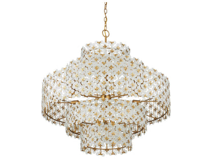 Currey & Company Currey and Company 12-Light Spring Flower Chandelier in Frosted Glass and Brass