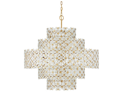 Currey & Company Currey and Company 12-Light Spring Flower Chandelier in Frosted Glass and Brass