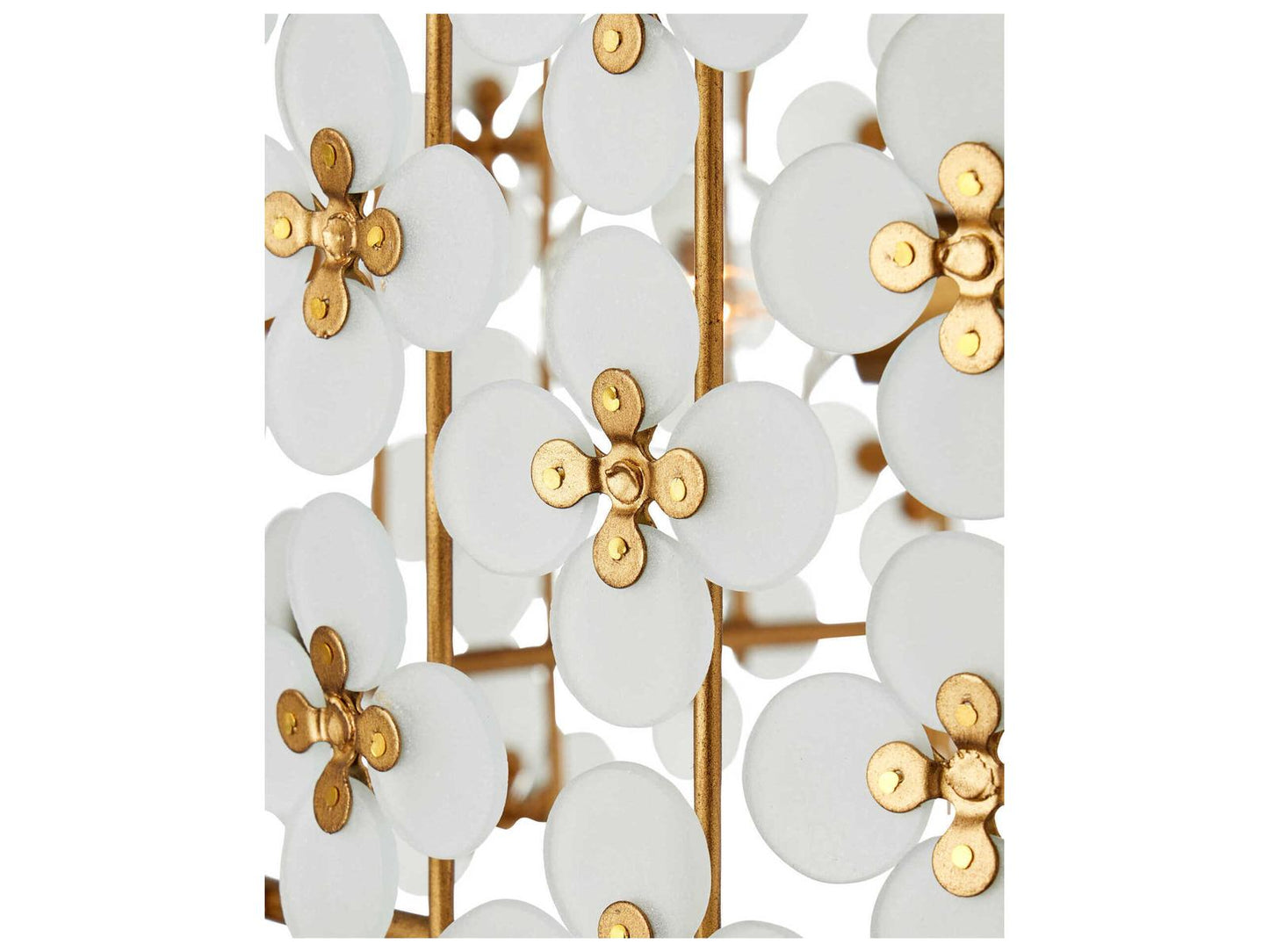 Currey & Company Currey and Company 12-Light Spring Flower Chandelier in Frosted Glass and Brass