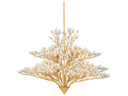 Currey & Company Currey and Company Fiorella 12-Light Chandelier in Contemporary Gold Leaf and Frosted Seaglass