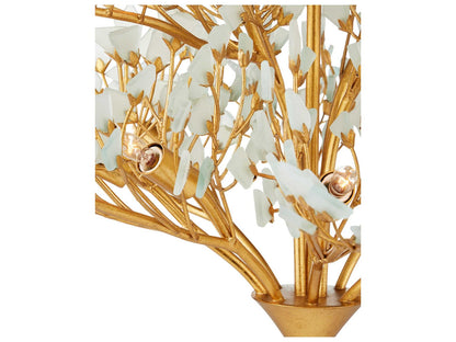 Currey & Company Currey and Company Fiorella 12-Light Chandelier in Contemporary Gold Leaf and Frosted Seaglass