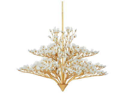 Currey & Company Currey and Company Fiorella 12-Light Chandelier in Contemporary Gold Leaf and Frosted Seaglass