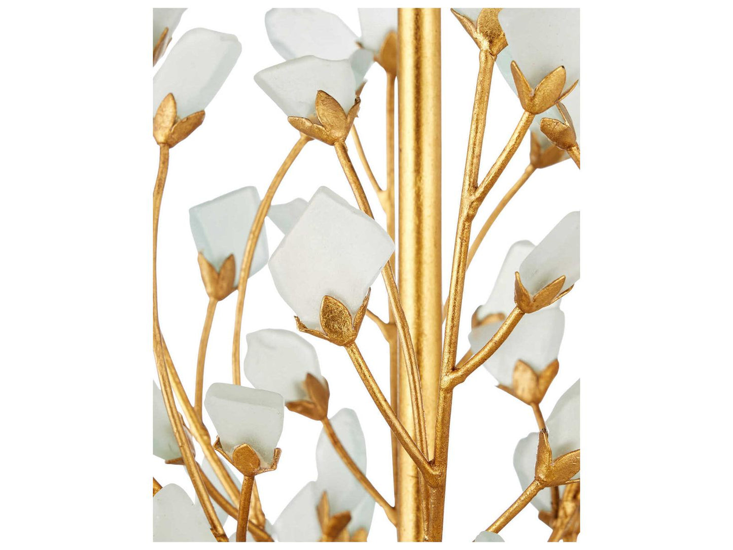 Currey & Company Currey and Company Fiorella 12-Light Chandelier in Contemporary Gold Leaf and Frosted Seaglass