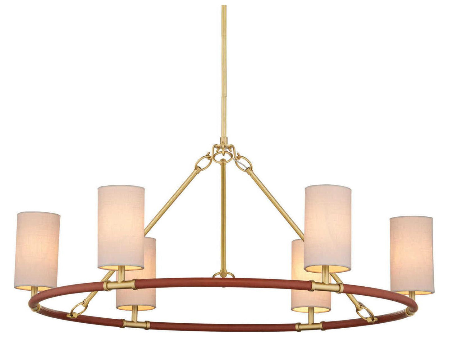Currey & Company Currey and Company 6-Light Ellerston Medium Chandelier in Saddle Brown and Brushed Brass