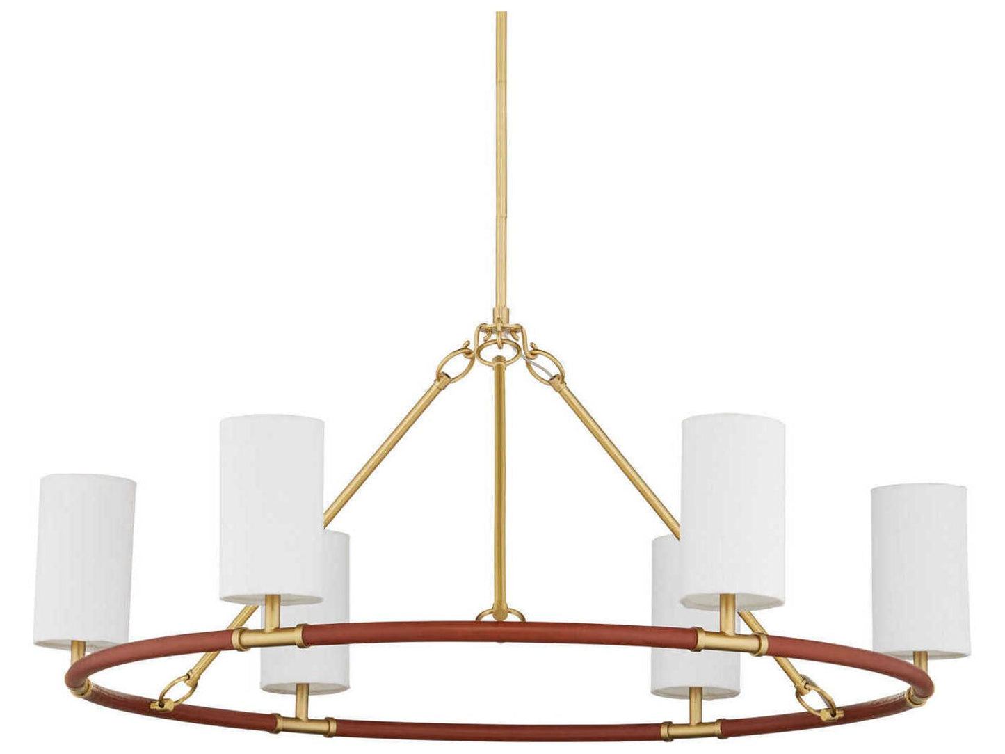 Currey & Company Currey and Company 6-Light Ellerston Medium Chandelier in Saddle Brown and Brushed Brass