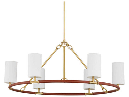 Currey & Company Currey and Company 6-Light Ellerston Medium Chandelier in Saddle Brown and Brushed Brass