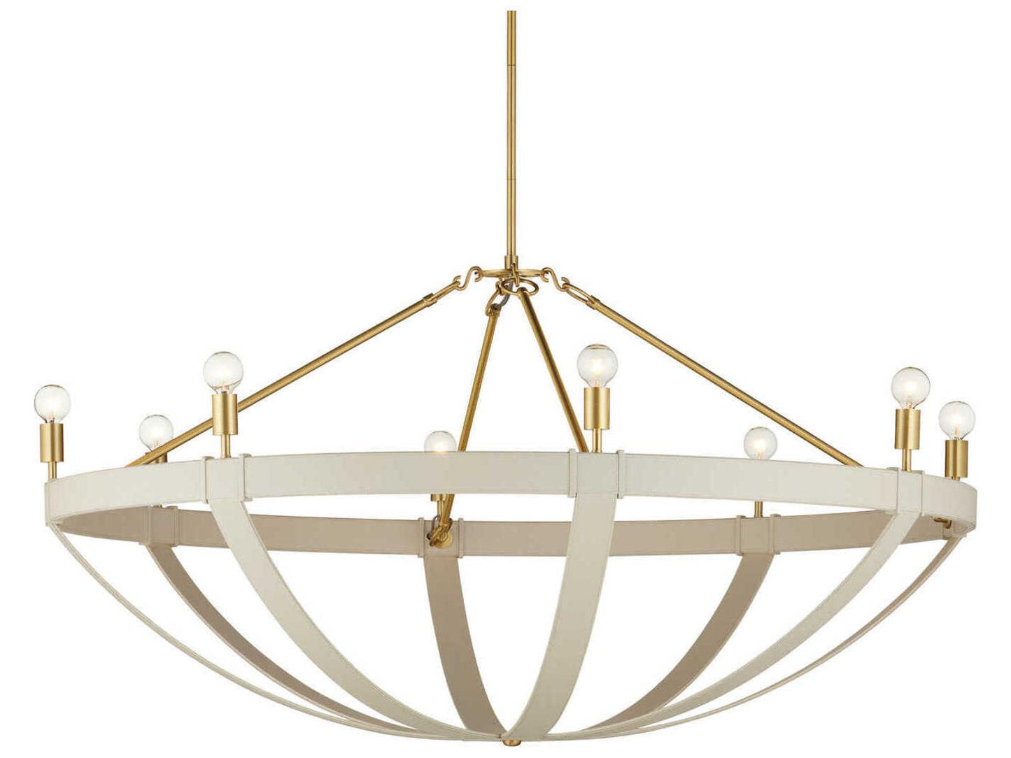 Currey & Company Currey and Company 8-Light Barrington Chandelier in Cream and Brushed Brass