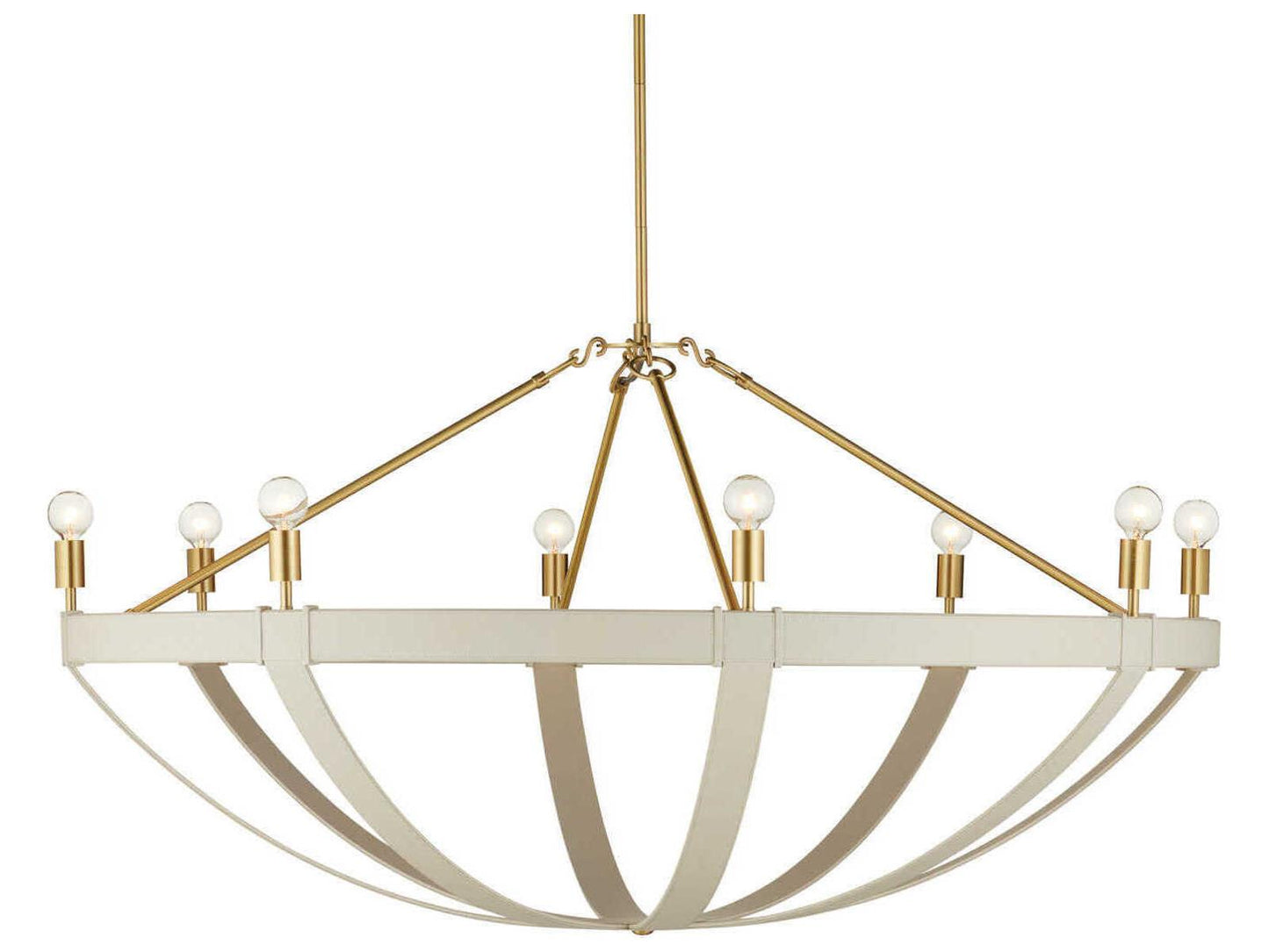Currey & Company Currey and Company 8-Light Barrington Chandelier in Cream and Brushed Brass