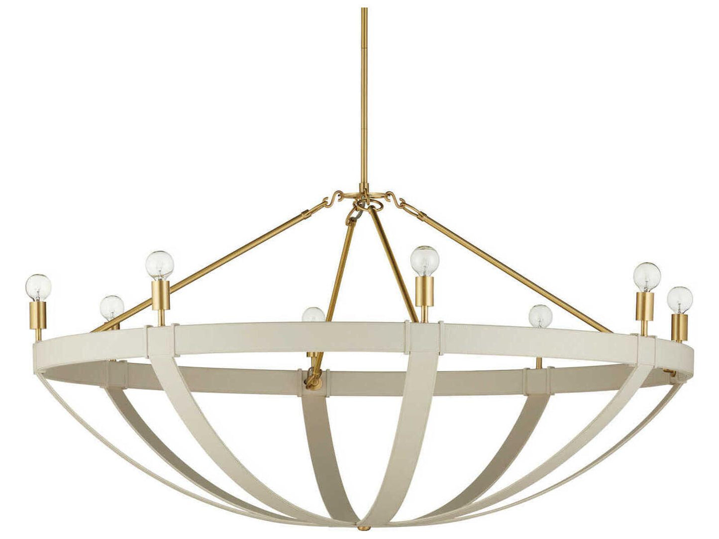 Currey & Company Currey and Company 8-Light Barrington Chandelier in Cream and Brushed Brass