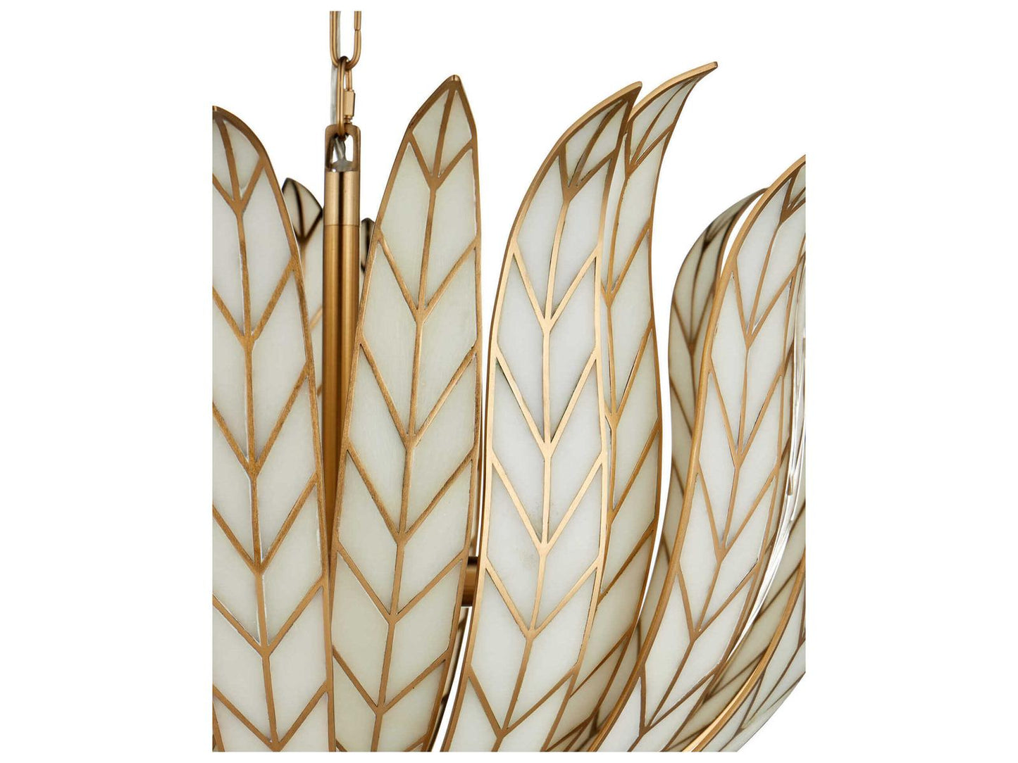 Currey & Company Currey and Company 3-Light Lamina Bowl Chandelier in Antique Brass and Off-White
